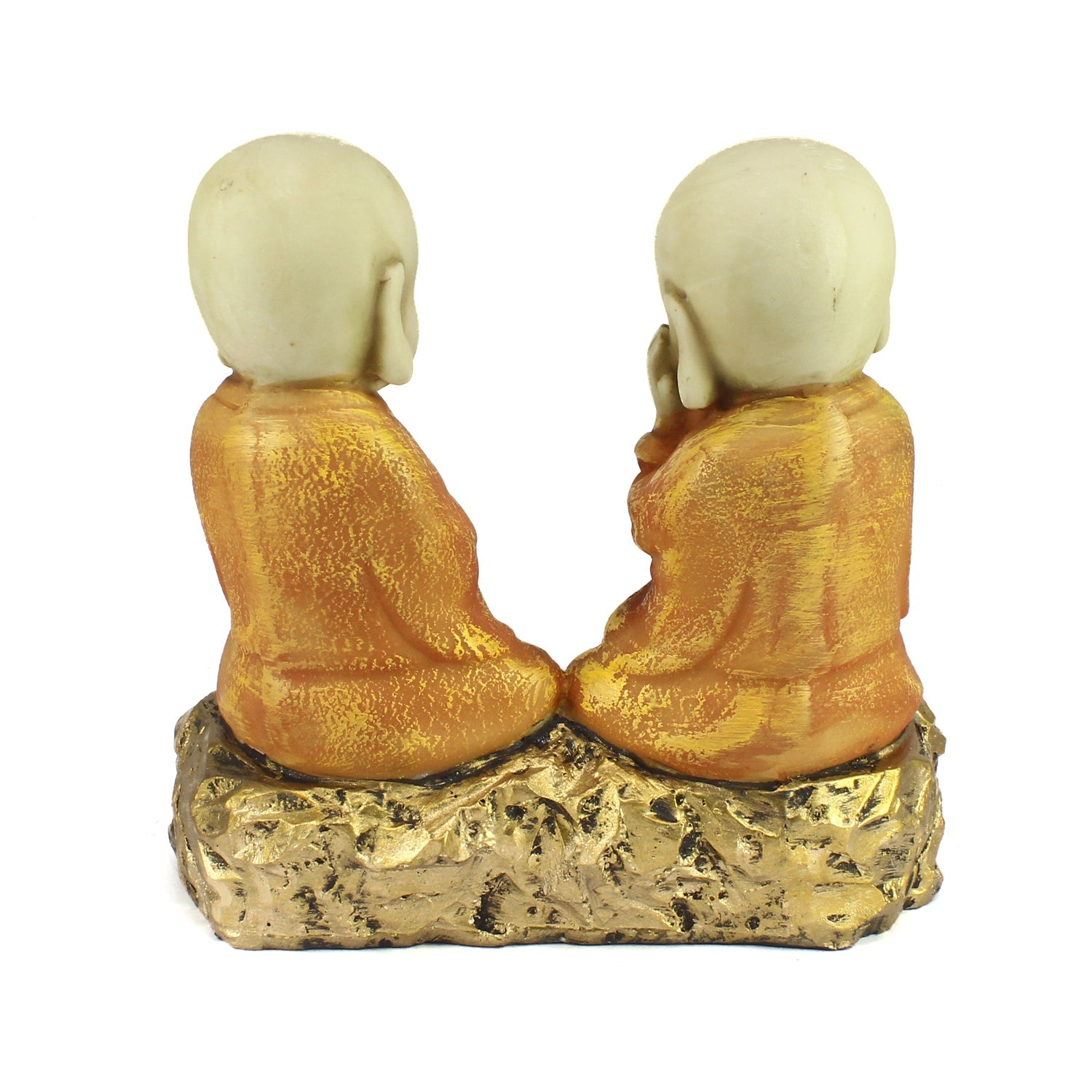 Set of 2 Orange Monks Polyresin Tealight Holder Kafalo