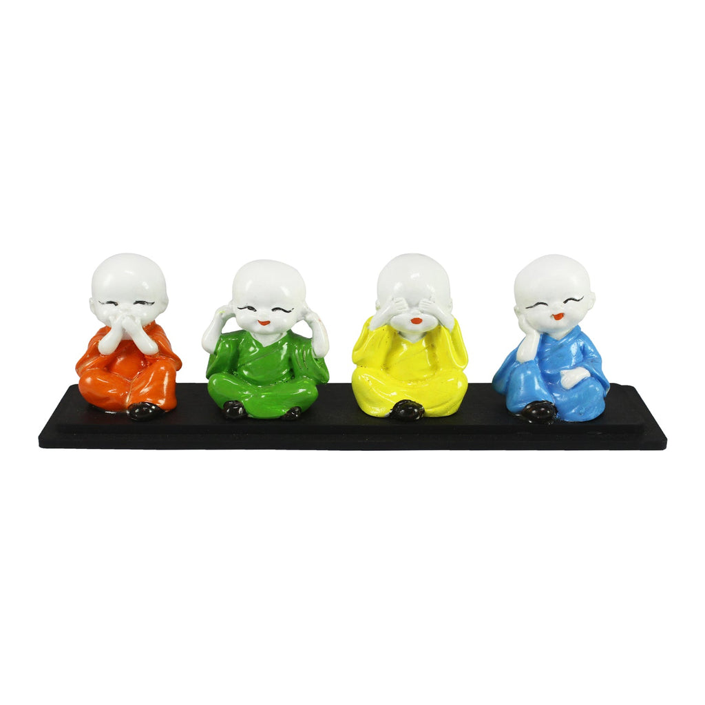 Set of 4 Multi color Monks Polyresin Tealight Holder Kafalo