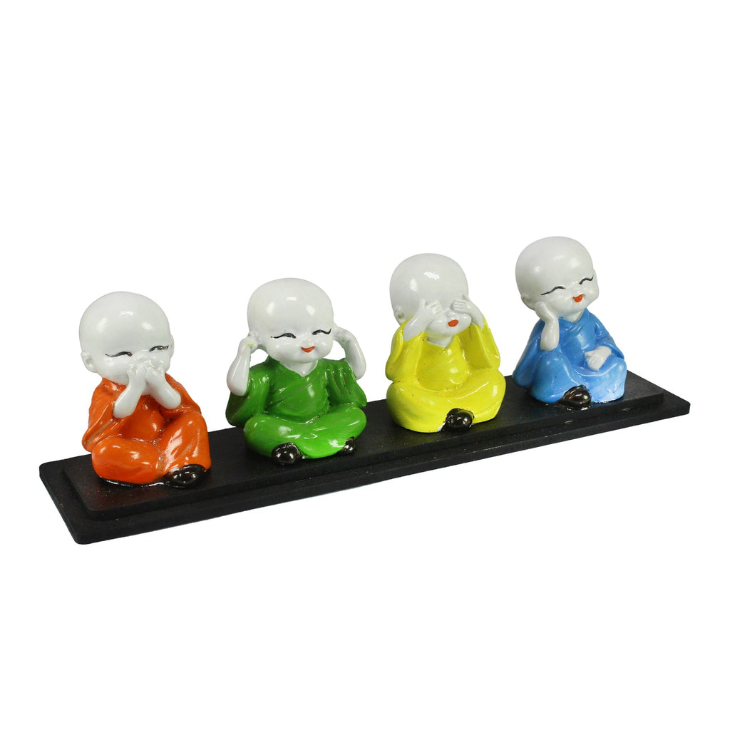 Set of 4 Multi color Monks Polyresin Tealight Holder Kafalo