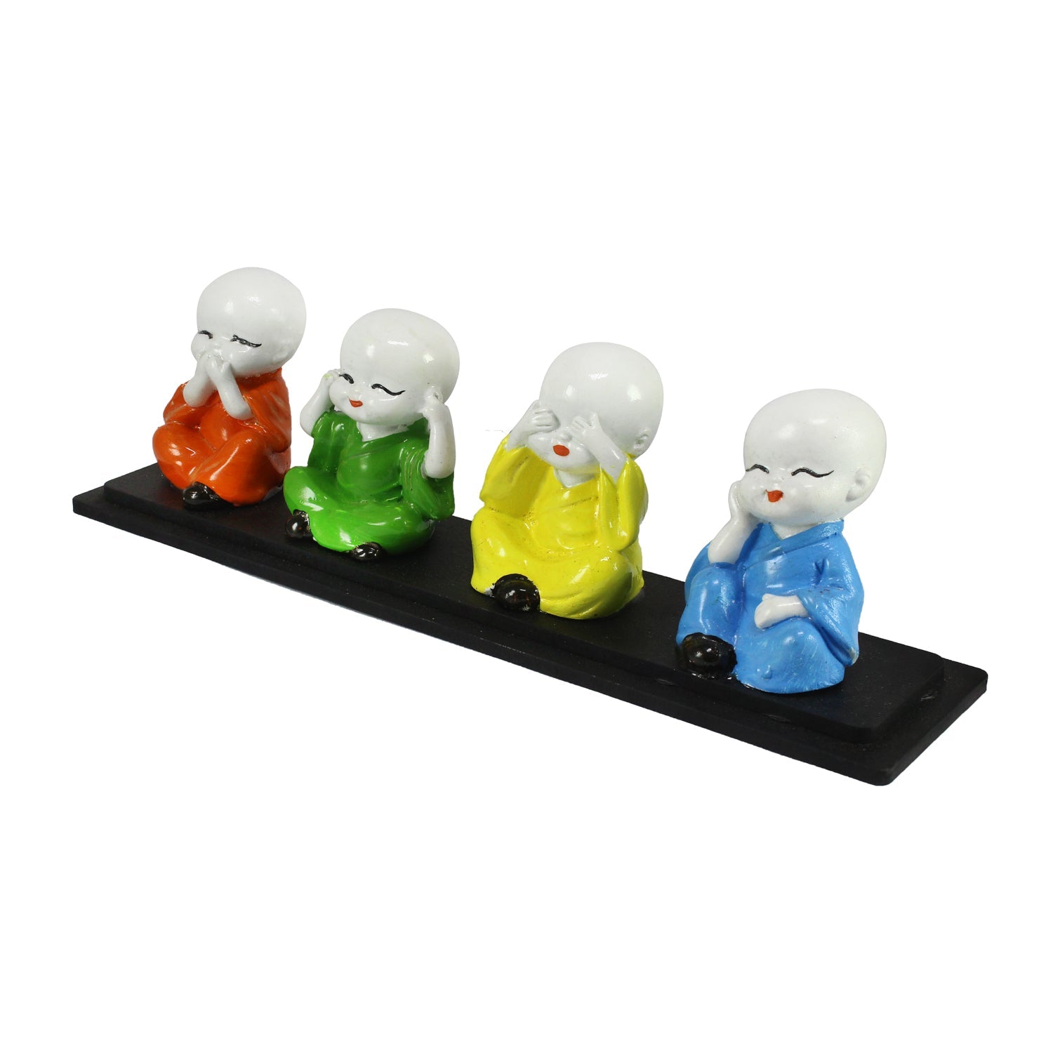Set of 4 Multi color Monks Polyresin Tealight Holder Kafalo
