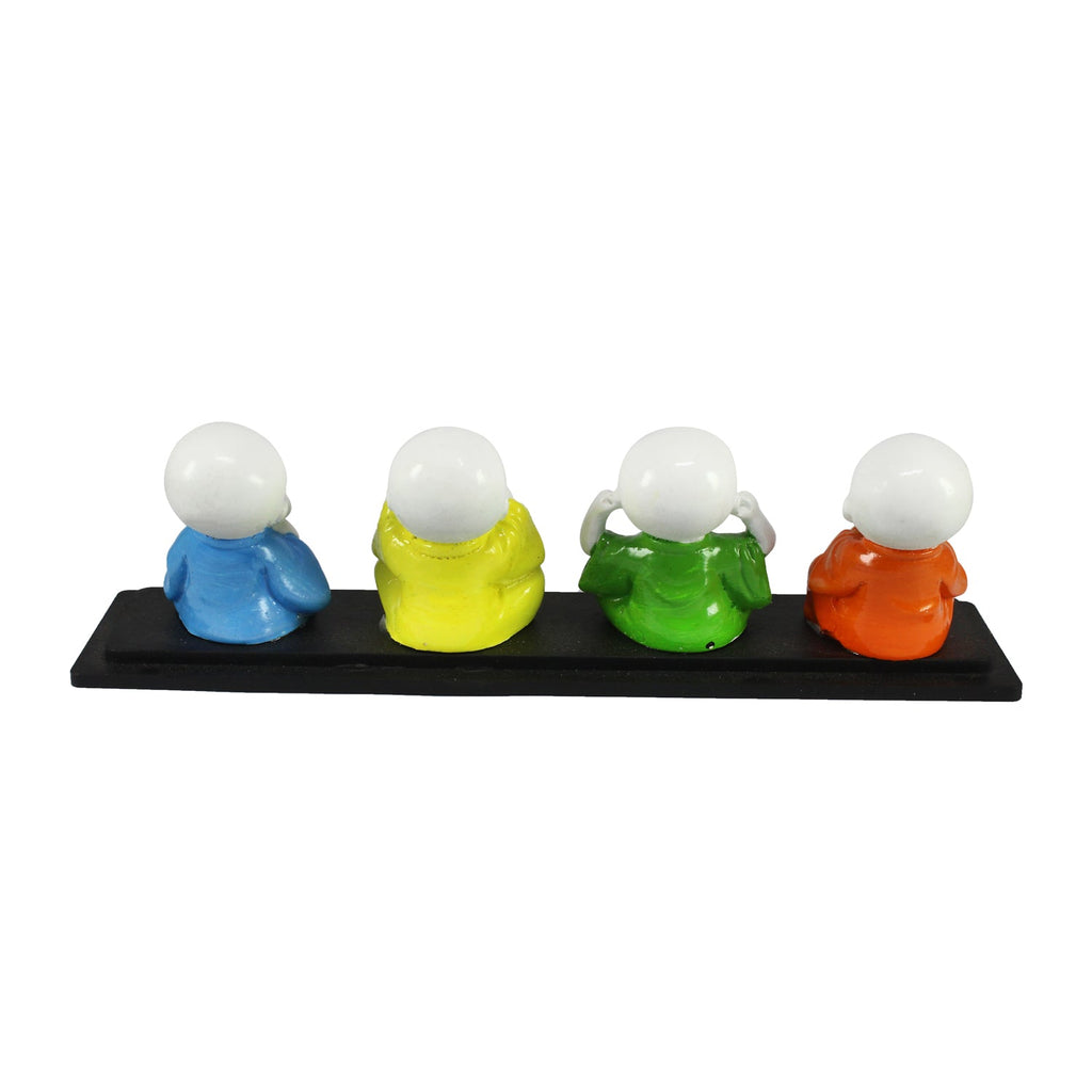 Set of 4 Multi color Monks Polyresin Tealight Holder Kafalo