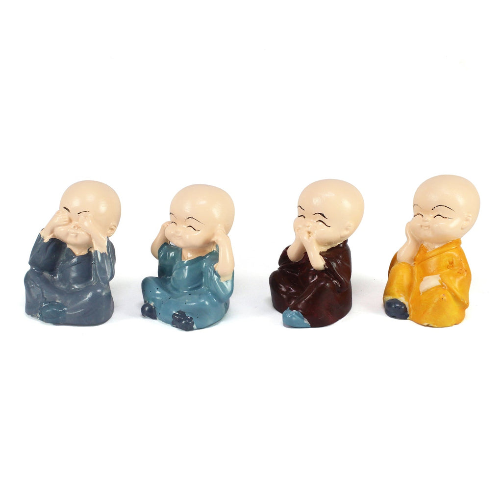 Polyresin Set of 4 Monk Child Buddhas Statue Kafalo