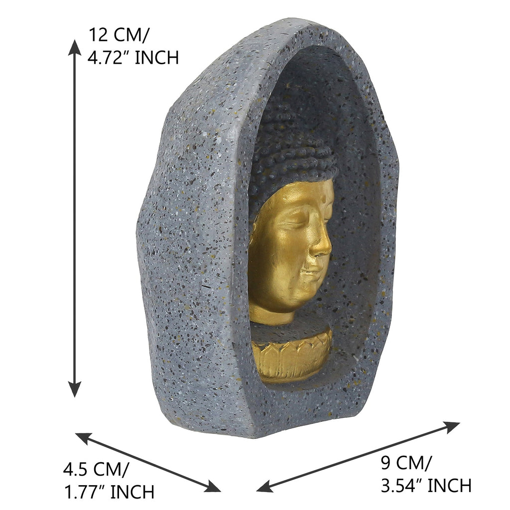 Grey & Golden Peaceful Lord Buddha Face Statue Kafalo