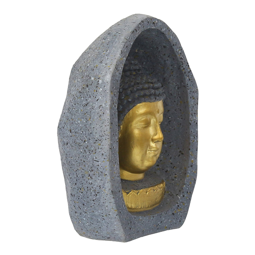 Grey & Golden Peaceful Lord Buddha Face Statue Kafalo