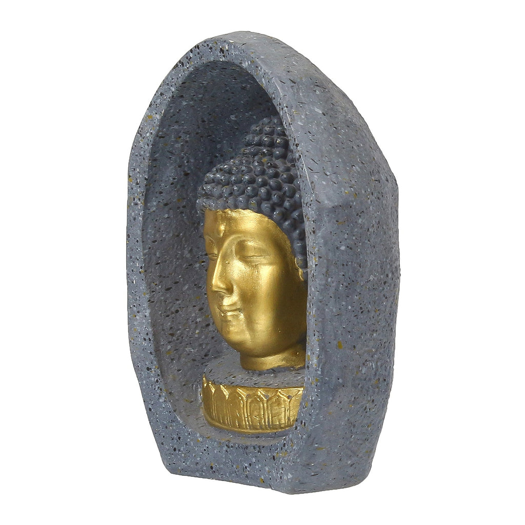 Grey & Golden Peaceful Lord Buddha Face Statue Kafalo