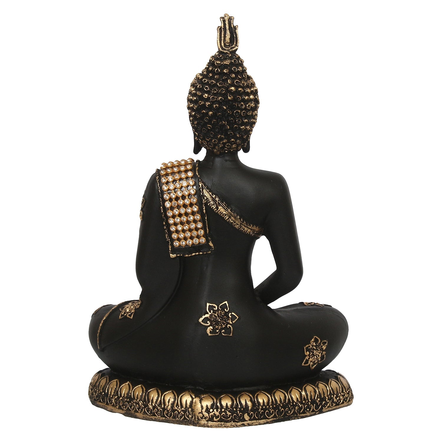 Polyresin Black and Golden Handcrafted Meditating Buddha Statue Kafalo