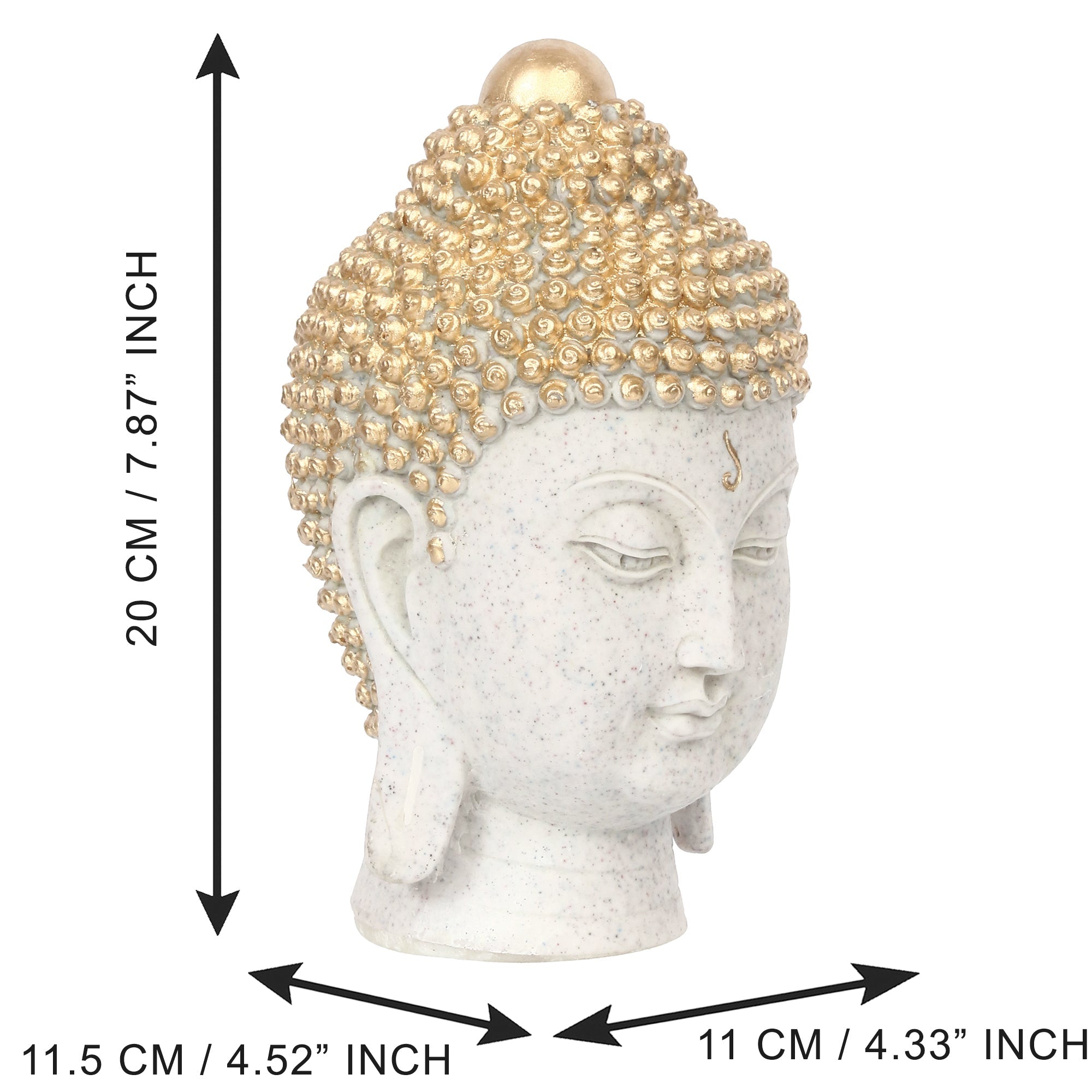 Polyresin Golden and White Meditating Buddha Head Statue Kafalo