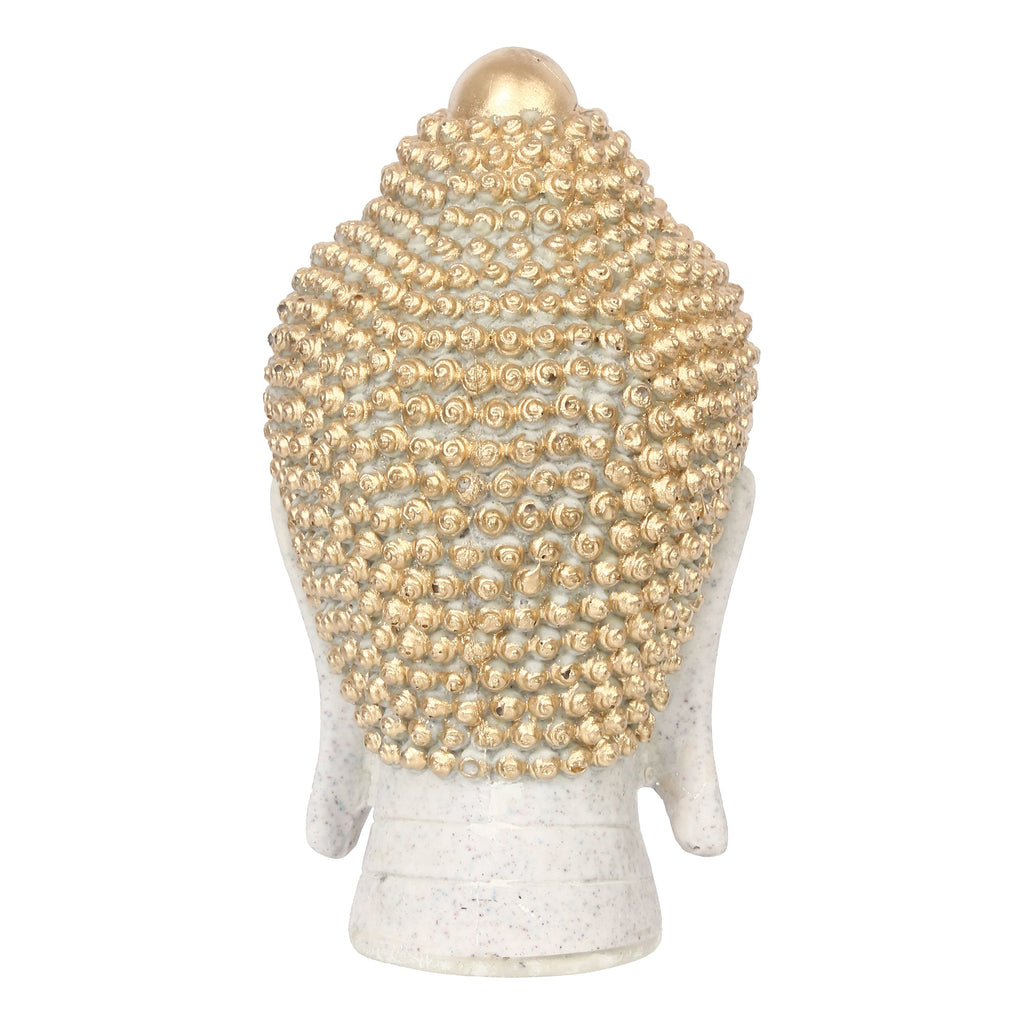 Polyresin Golden and White Meditating Buddha Head Statue Kafalo