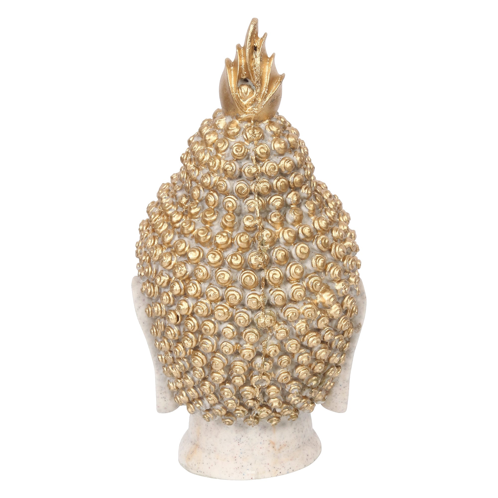 Polyresin Gold and White Meditating Buddha Head Statue Kafalo