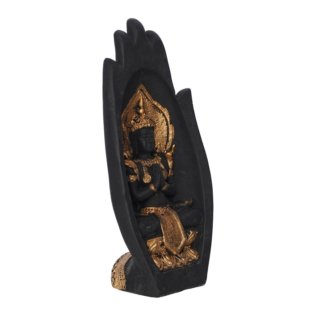Golden Handcrafted Engraved Palm Buddha Decorative Showpiece Kafalo