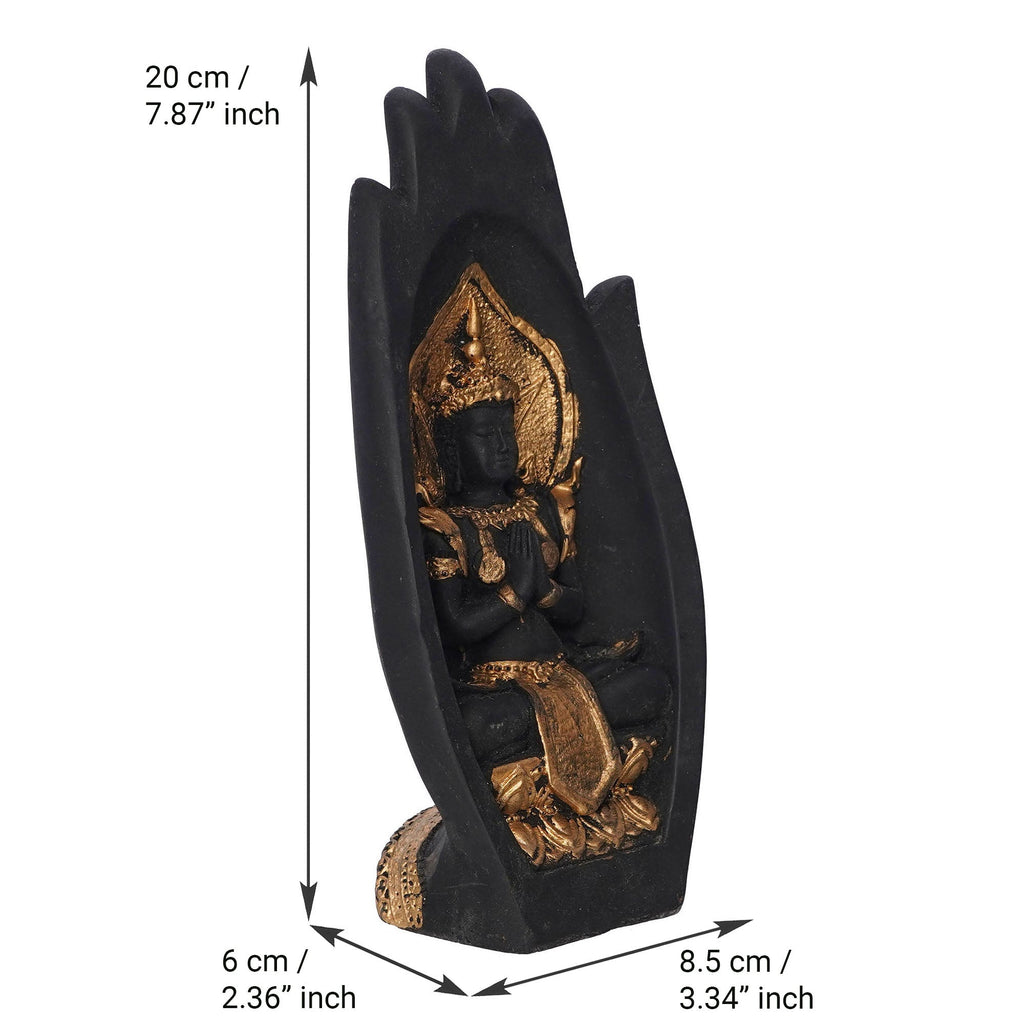 Golden Handcrafted Engraved Palm Buddha Decorative Showpiece Kafalo