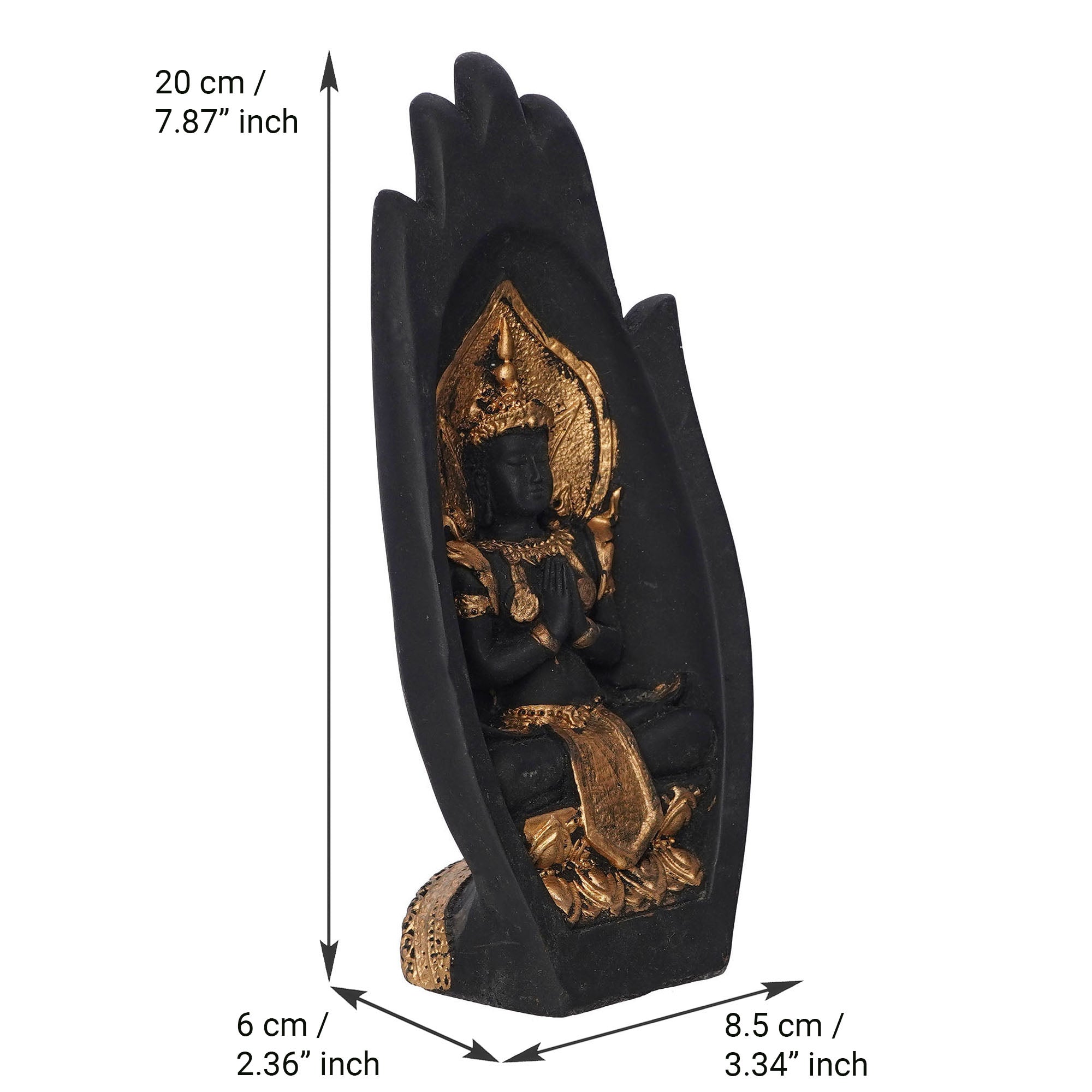Golden Handcrafted Engraved Palm Buddha Decorative Showpiece Kafalo