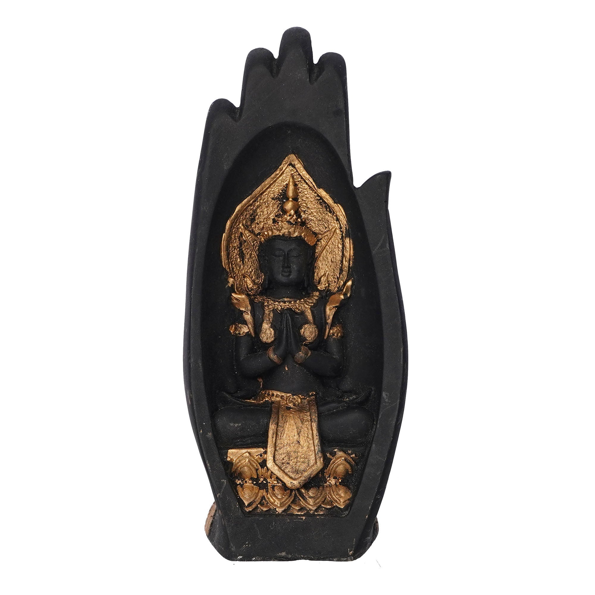 Golden Handcrafted Engraved Palm Buddha Decorative Showpiece Kafalo