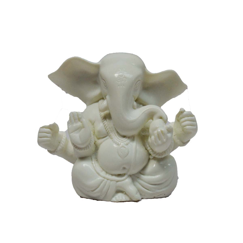 White Chaturbhuj Lord Ganesha Kafalo