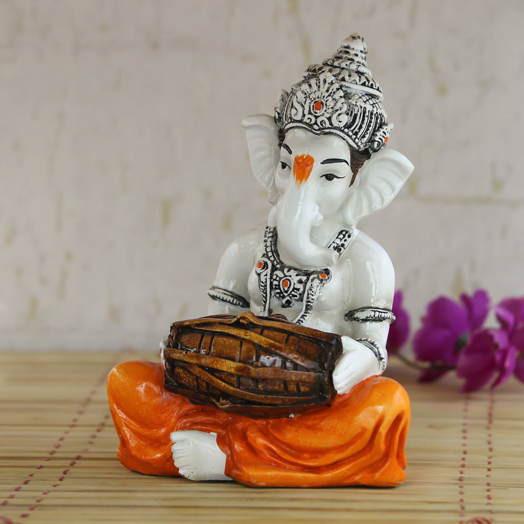 Lord Ganesha Idol Playing Dholak Musical Instrument Kafalo