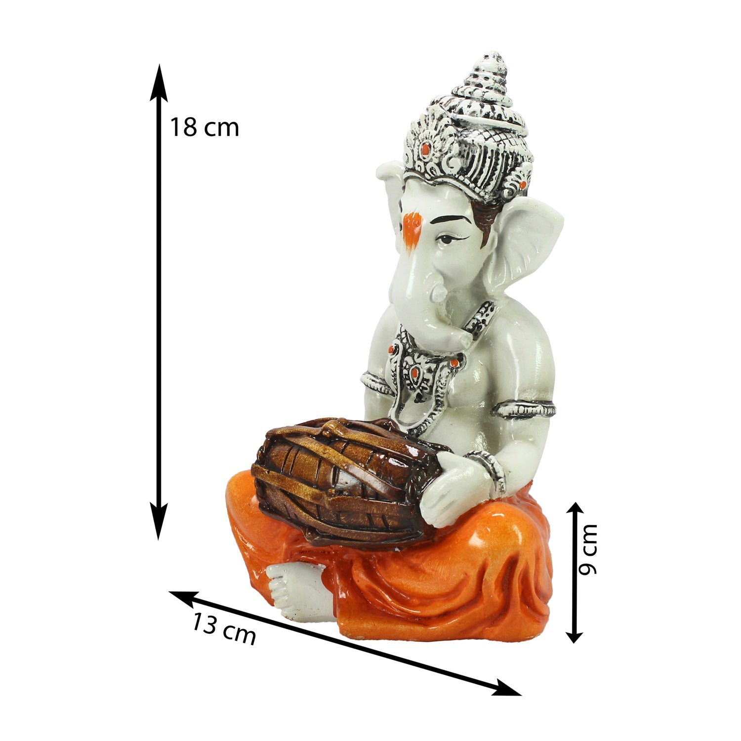 Lord Ganesha Idol Playing Dholak Musical Instrument Kafalo