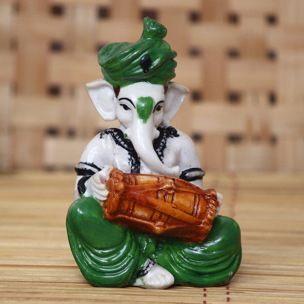 Lord Ganesha Idol Playing Dholak Musical Instrument Kafalo