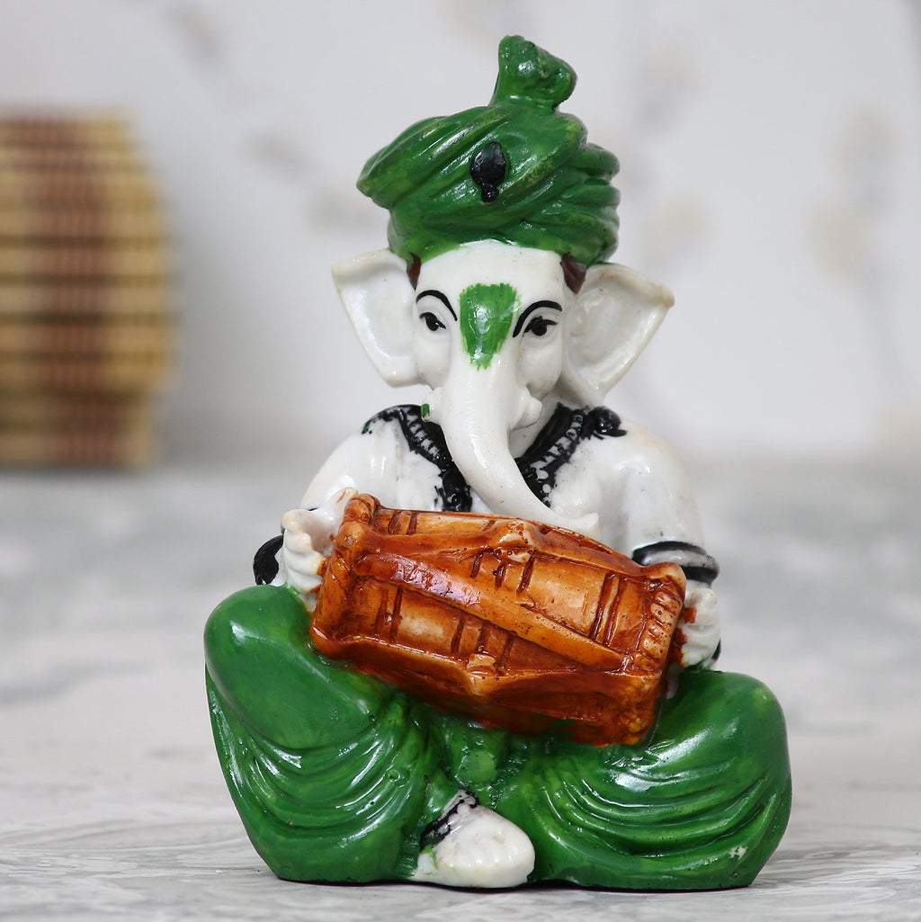 Lord Ganesha Idol Playing Dholak Musical Instrument Kafalo