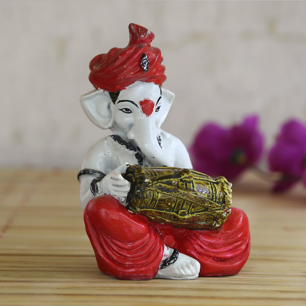 Lord Ganesha Idol Playing Dholak Musical Instrument Kafalo