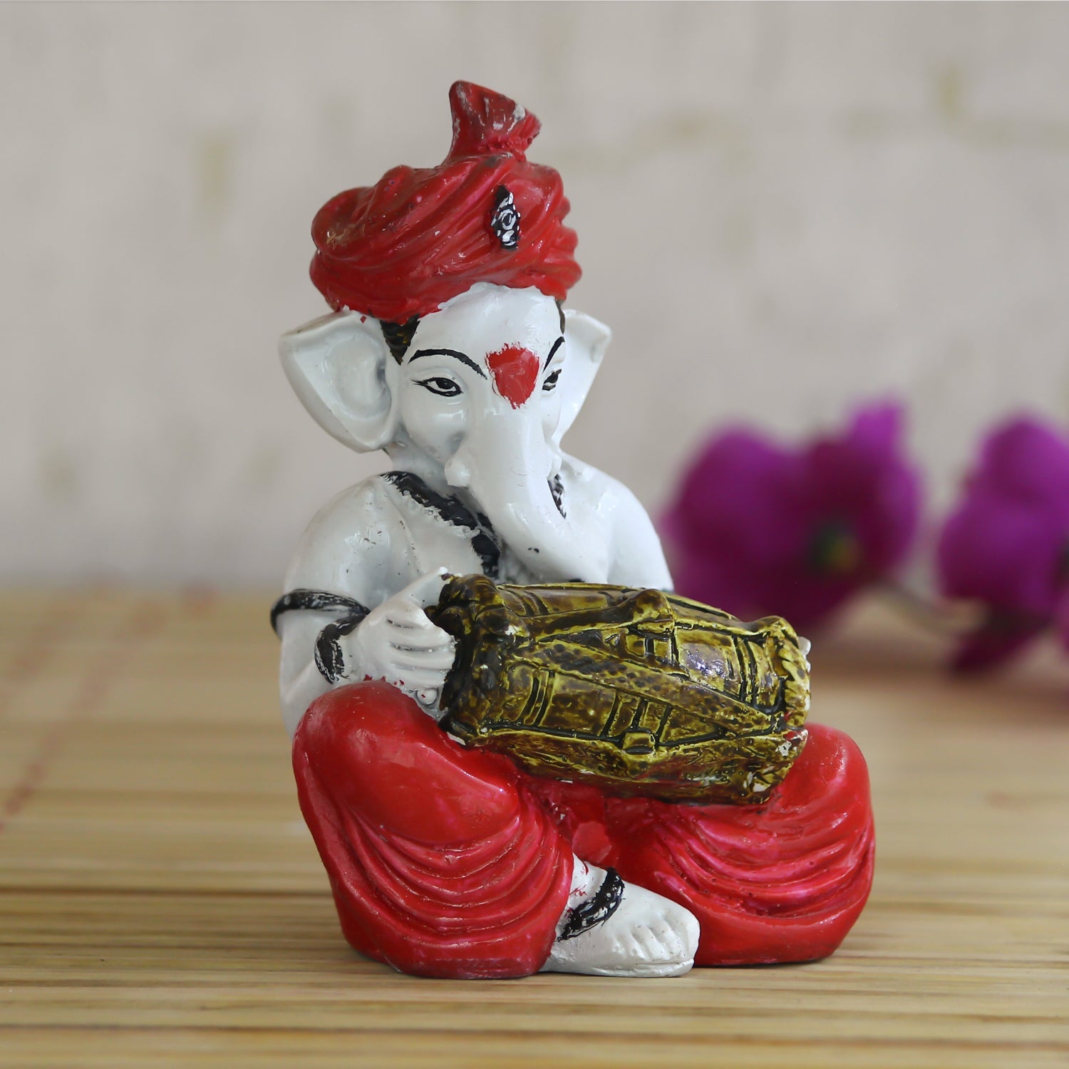 Lord Ganesha Idol Playing Dholak Musical Instrument Kafalo