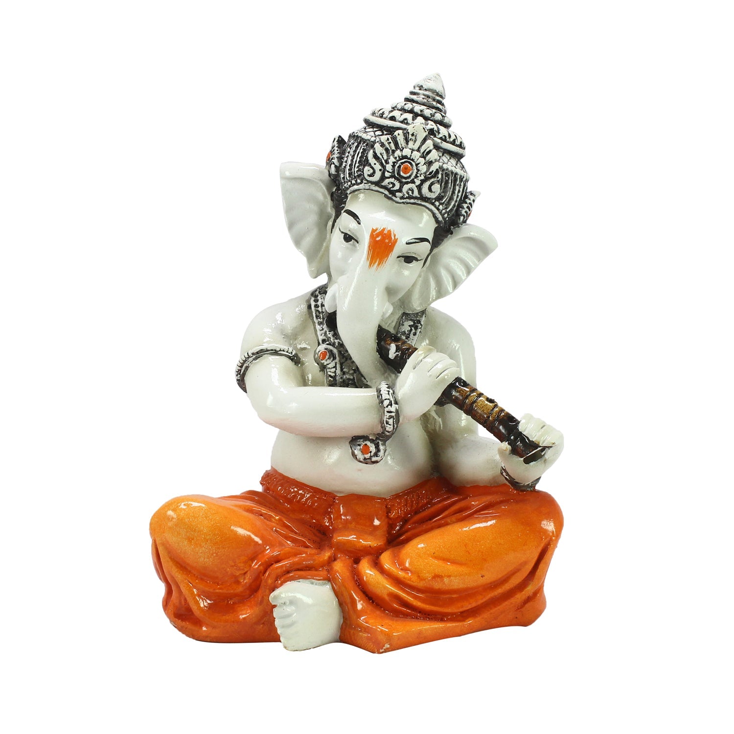 Lord Ganesha Idol Playing Flute Musical Instrument Kafalo