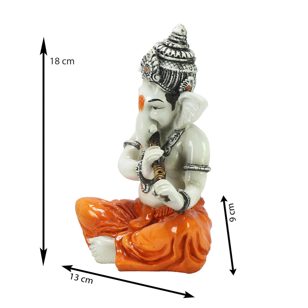 Lord Ganesha Idol Playing Flute Musical Instrument Kafalo