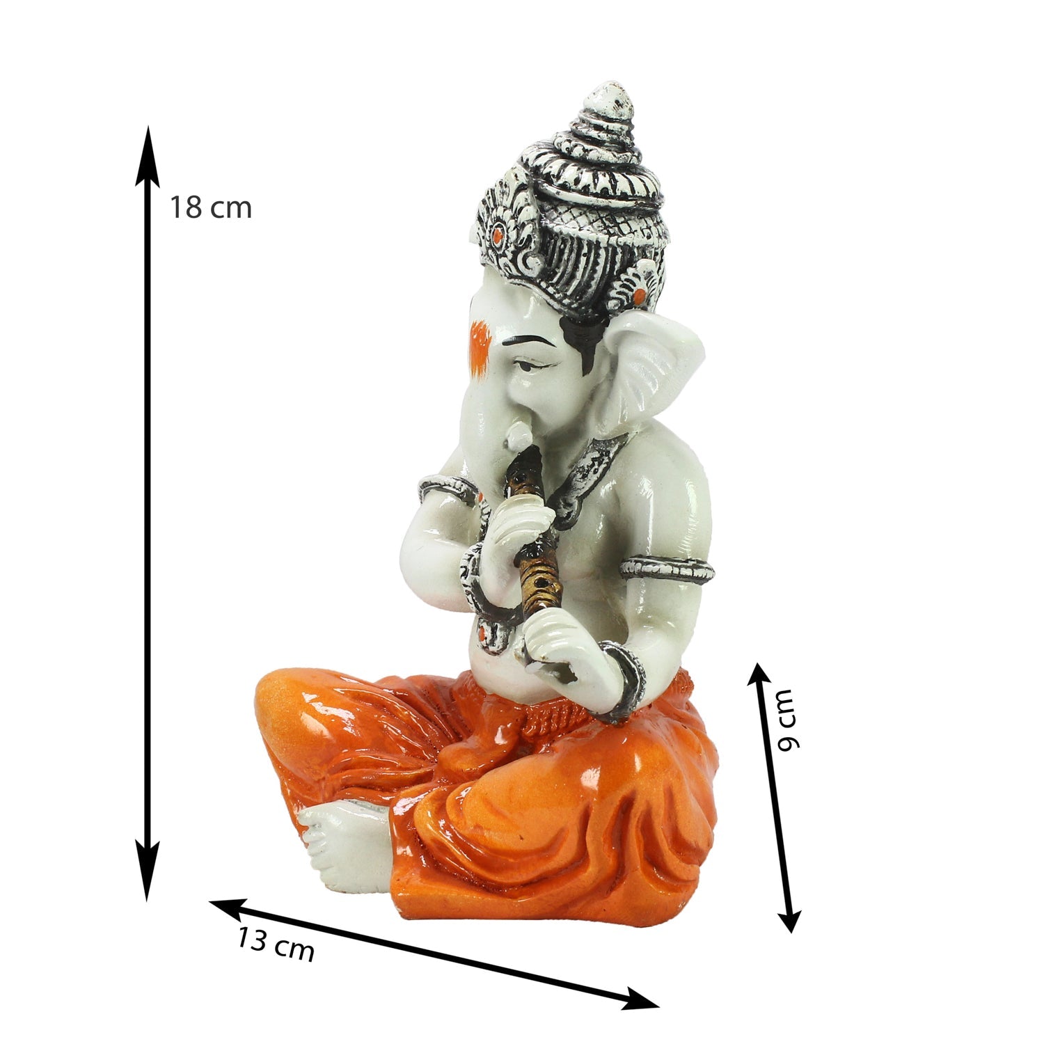 Lord Ganesha Idol Playing Flute Musical Instrument Kafalo