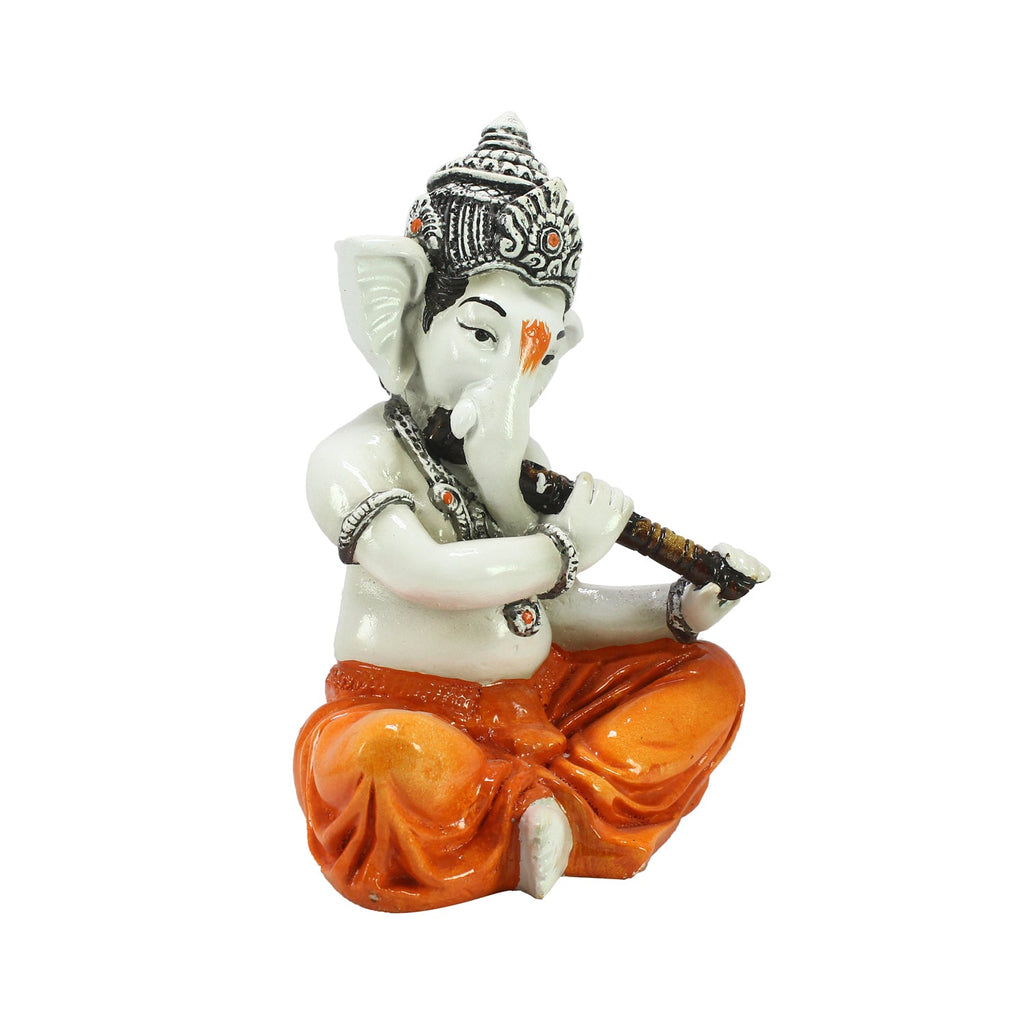 Lord Ganesha Idol Playing Flute Musical Instrument Kafalo