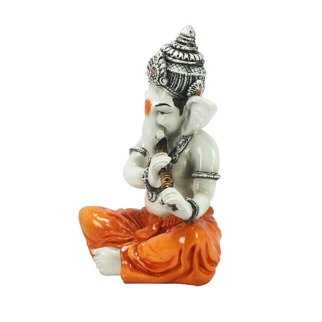 Lord Ganesha Idol Playing Flute Musical Instrument Kafalo