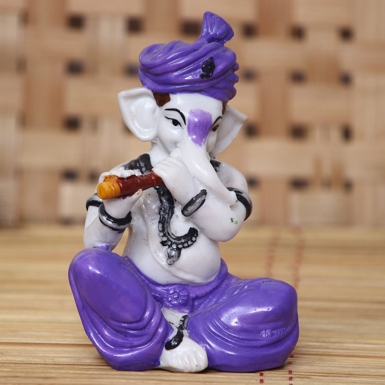 Lord Ganesha Idol Playing Flute Musical Instrument Kafalo