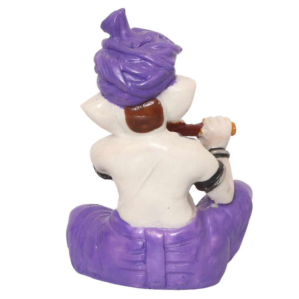 Lord Ganesha Idol Playing Flute Musical Instrument Kafalo