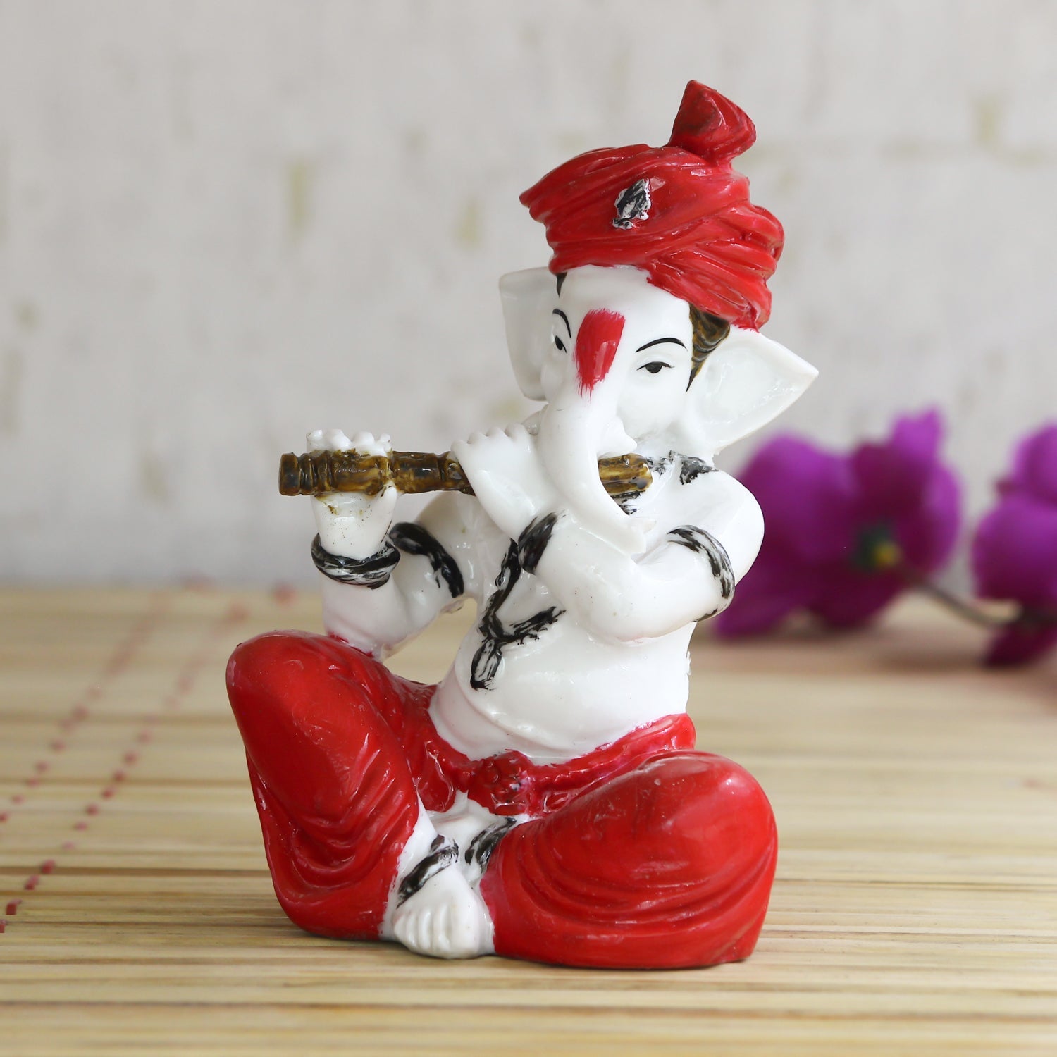 Lord Ganesha Idol Playing Flute Musical Instrument Kafalo