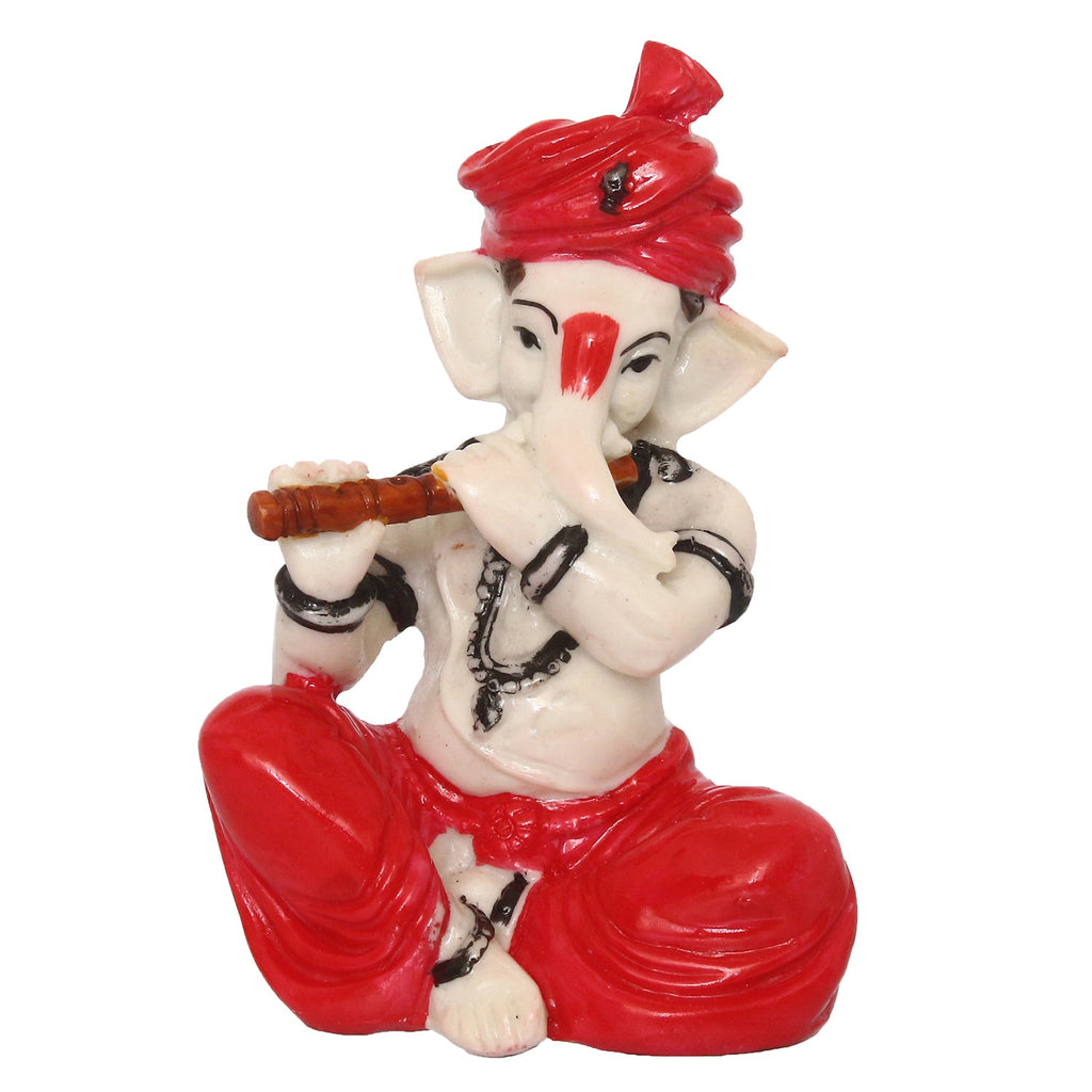 Lord Ganesha Idol Playing Flute Musical Instrument Kafalo