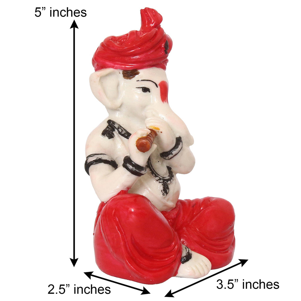 Lord Ganesha Idol Playing Flute Musical Instrument Kafalo