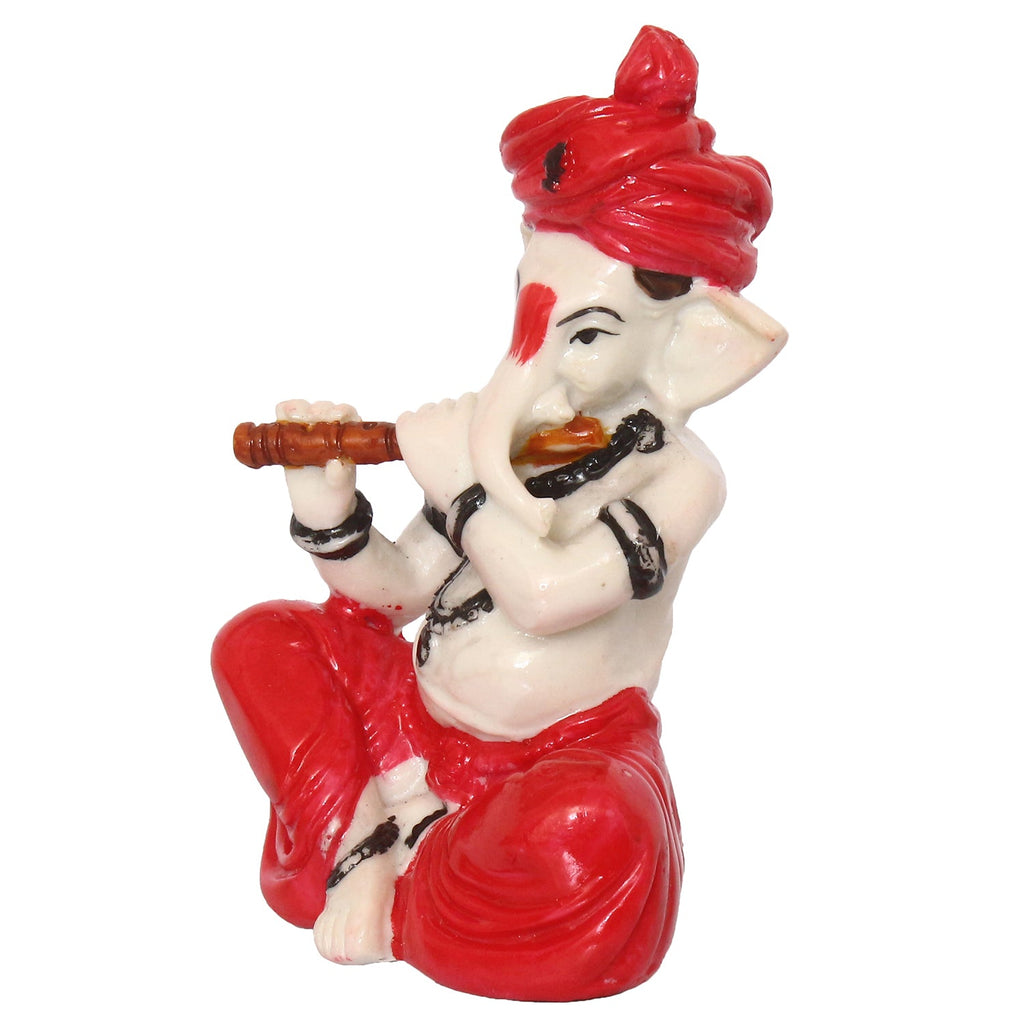 Lord Ganesha Idol Playing Flute Musical Instrument Kafalo