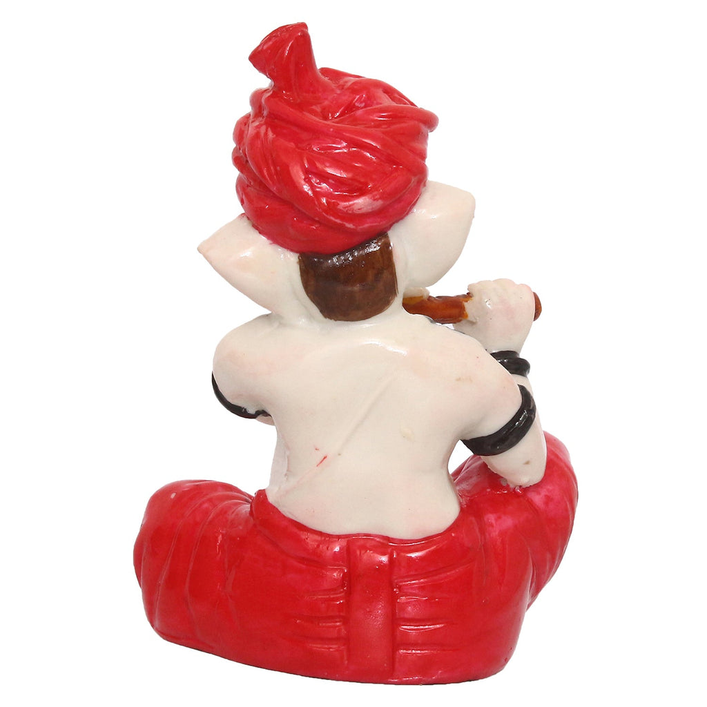 Lord Ganesha Idol Playing Flute Musical Instrument Kafalo
