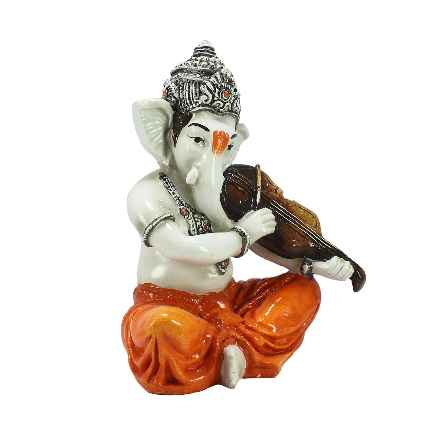 Lord Ganesha Idol Playing Violin Musical Instrument Polyresin God Idol Kafalo