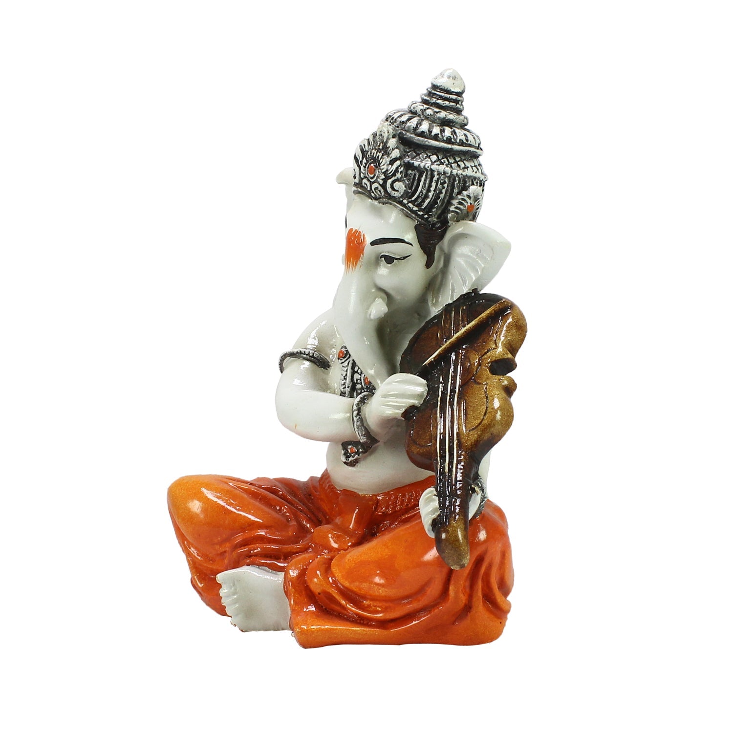 Lord Ganesha Idol Playing Violin Musical Instrument Polyresin God Idol Kafalo