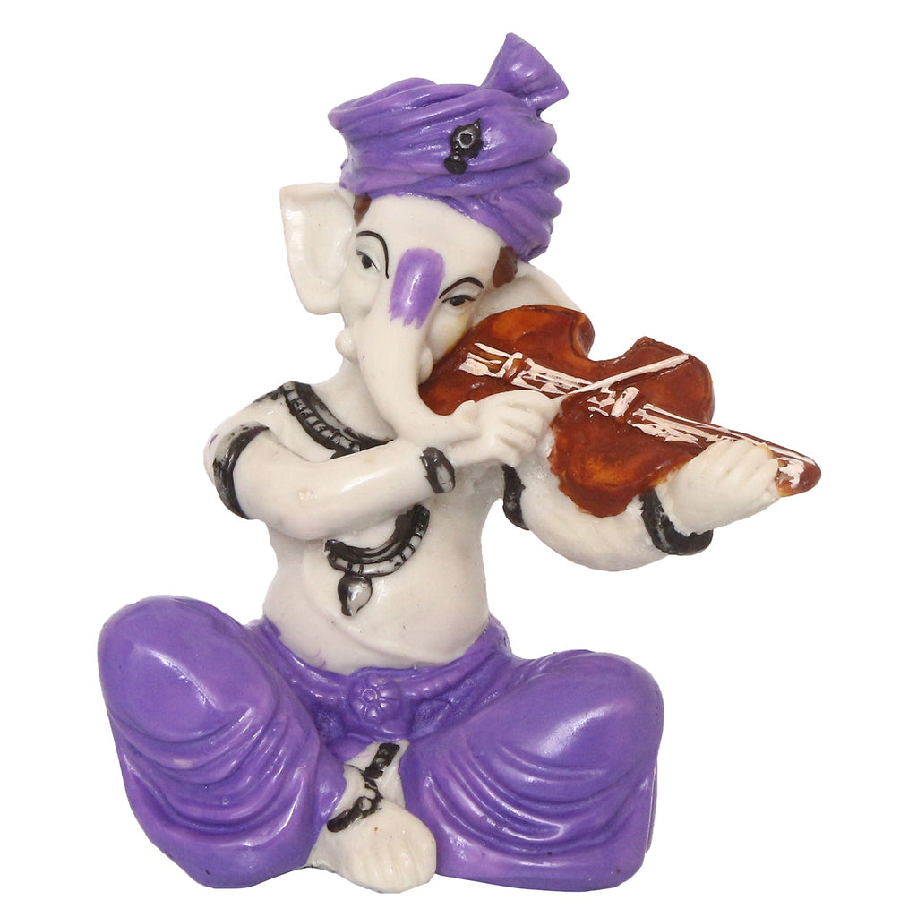 Lord Ganesha Idol Playing Violin Musical Instrument Polyresin God Idol Kafalo