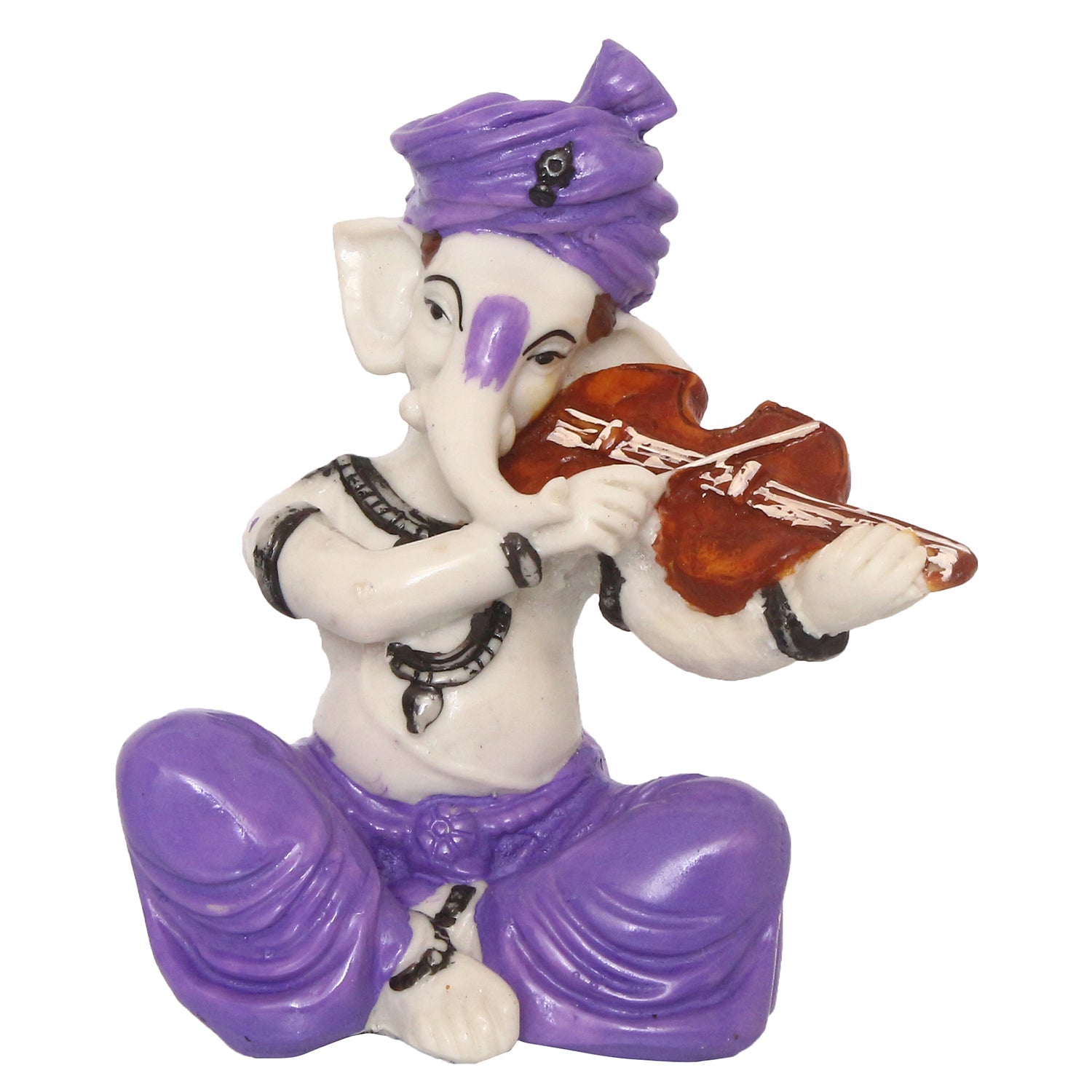 Lord Ganesha Idol Playing Violin Musical Instrument Polyresin God Idol Kafalo