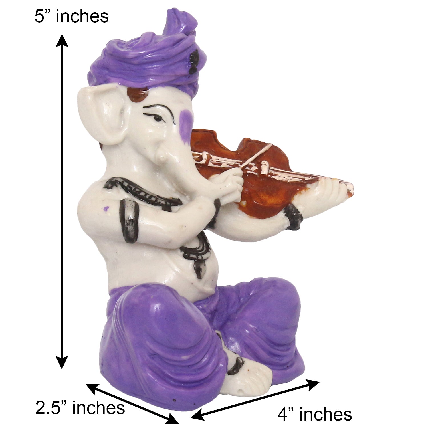Lord Ganesha Idol Playing Violin Musical Instrument Polyresin God Idol Kafalo