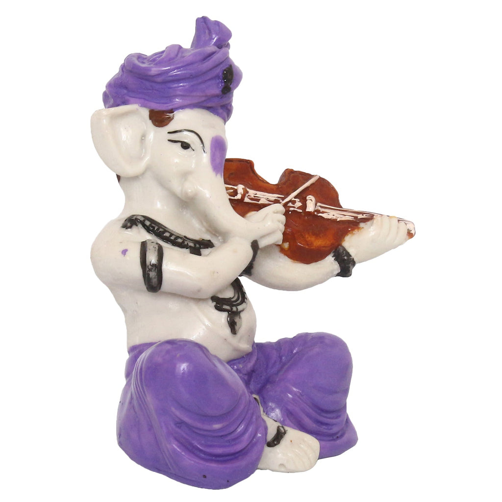Lord Ganesha Idol Playing Violin Musical Instrument Polyresin God Idol Kafalo