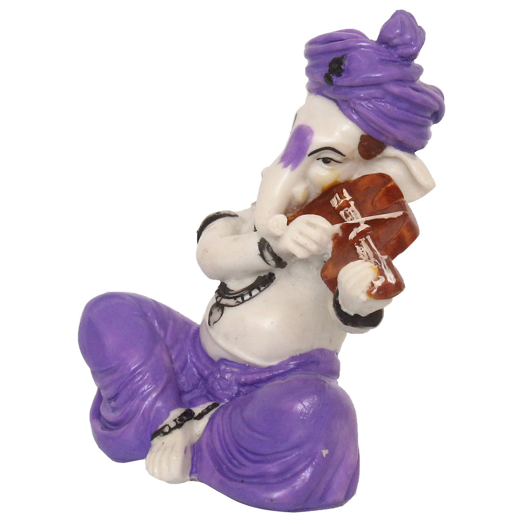 Lord Ganesha Idol Playing Violin Musical Instrument Polyresin God Idol Kafalo