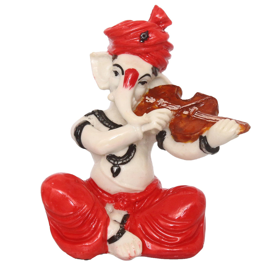Lord Ganesha Idol Playing Violin Musical Instrument Polyresin God Idol Kafalo