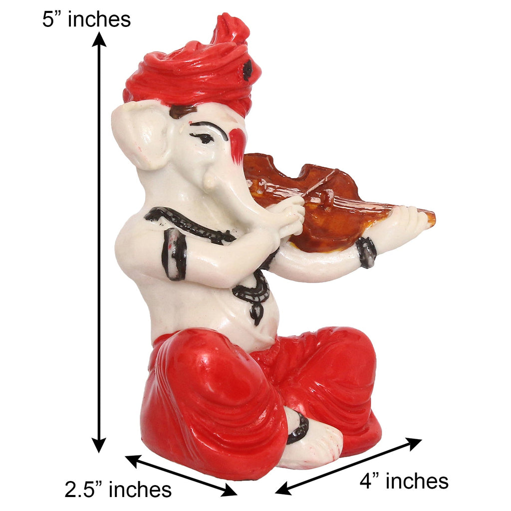 Lord Ganesha Idol Playing Violin Musical Instrument Polyresin God Idol Kafalo