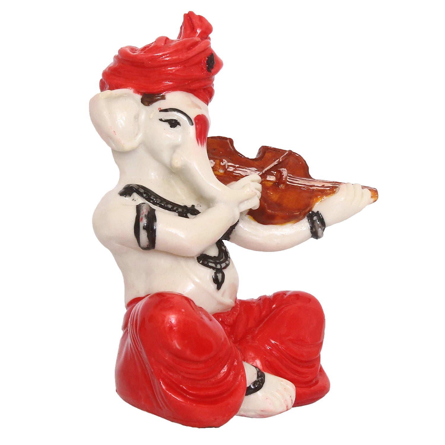 Lord Ganesha Idol Playing Violin Musical Instrument Polyresin God Idol Kafalo