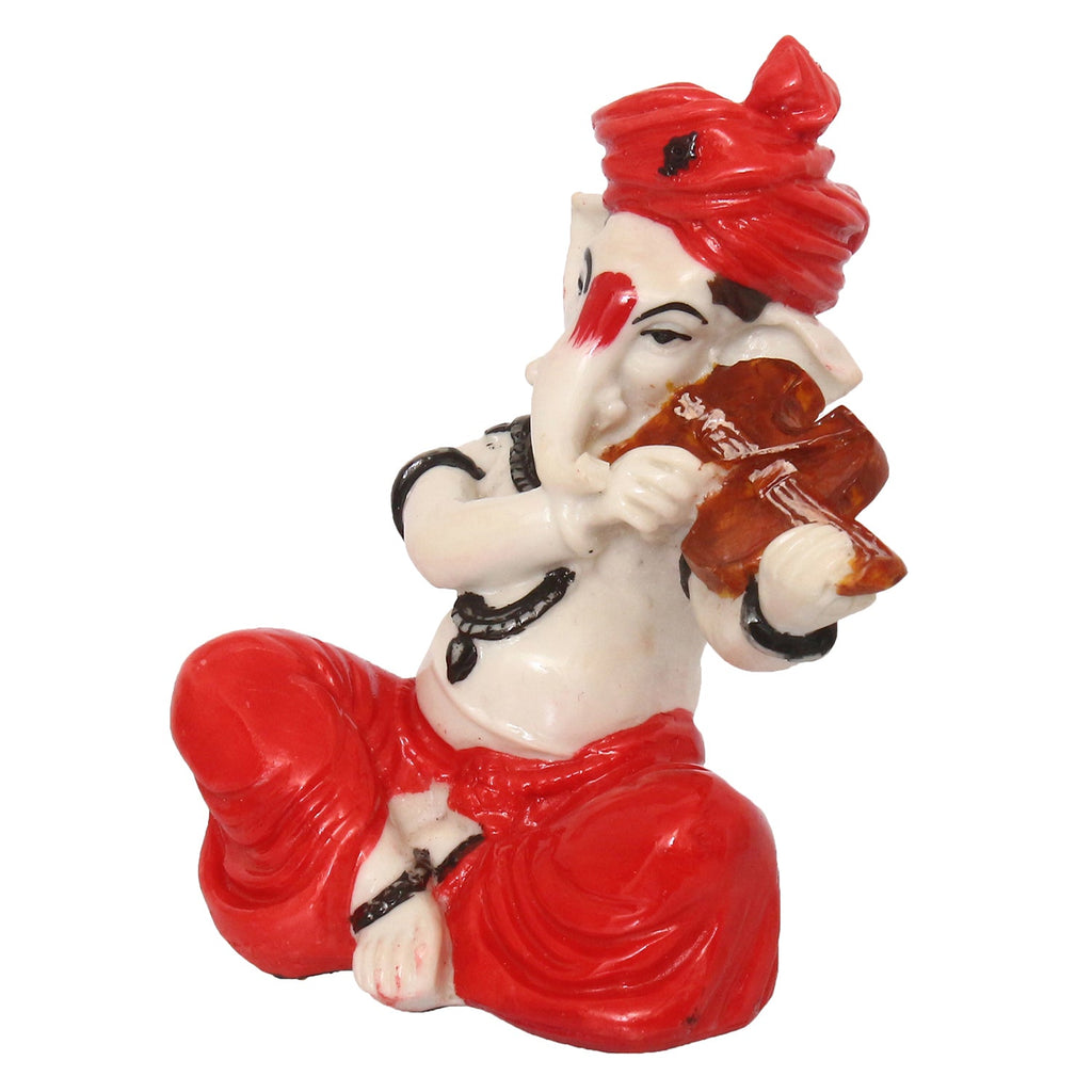 Lord Ganesha Idol Playing Violin Musical Instrument Polyresin God Idol Kafalo
