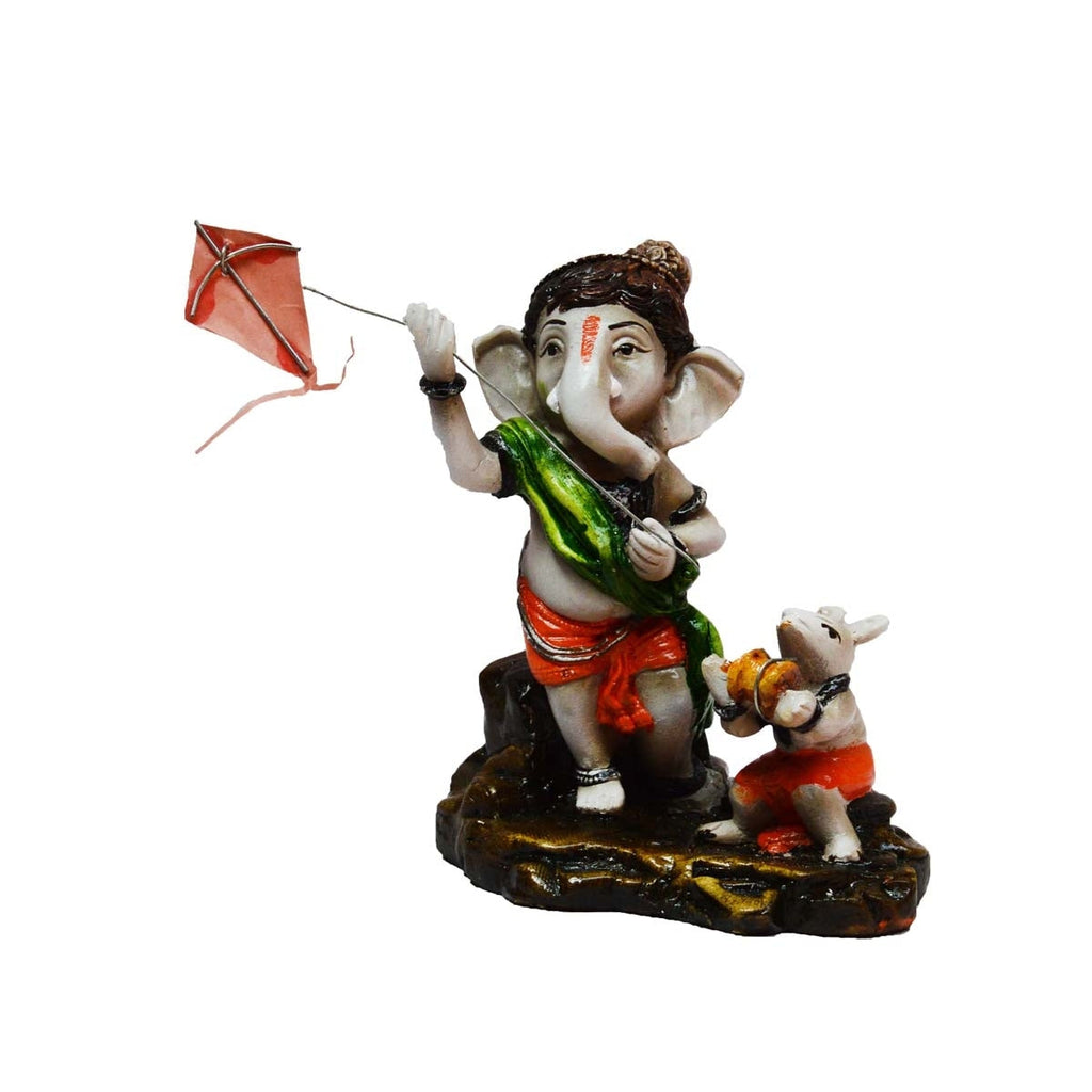 Lord Ganesha Flying Kites Polyresin God Idol Kafalo