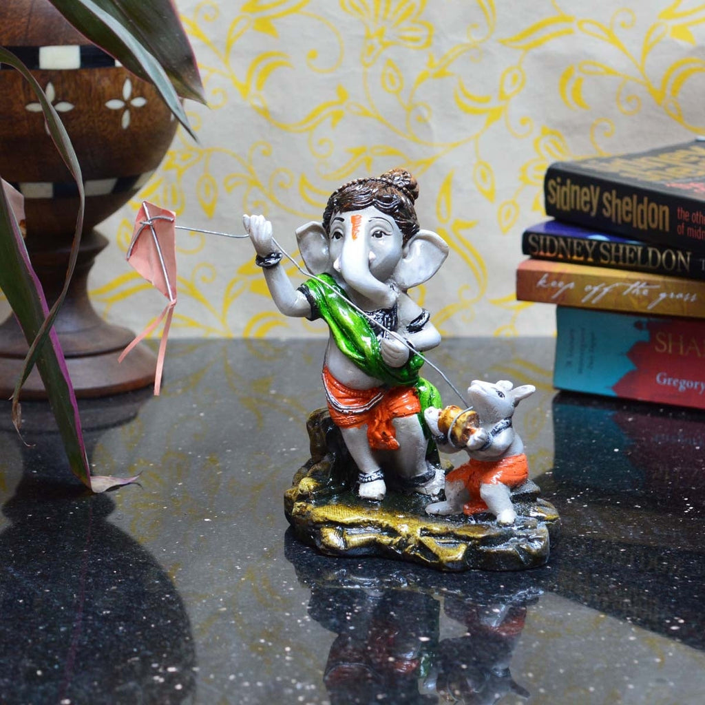 Lord Ganesha Flying Kites Polyresin God Idol Kafalo