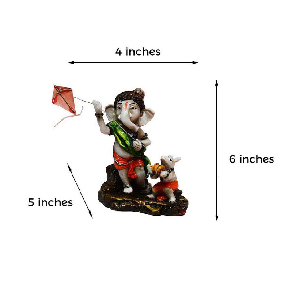 Lord Ganesha Flying Kites Polyresin God Idol Kafalo